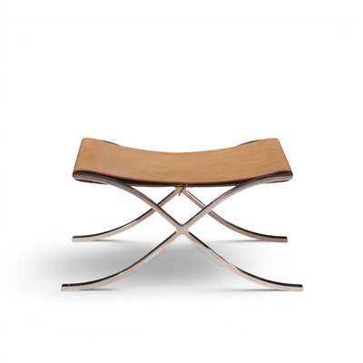 Ludwig Mies Van Der Rohe Mies van der Rohe for Knoll Mid Century Barcelona Stool with Cowhide Sling