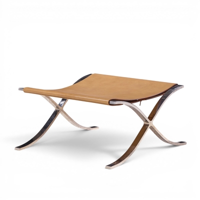 Ludwig Mies Van Der Rohe Mies van der Rohe for Knoll Mid Century Barcelona Stool with Cowhide Sling