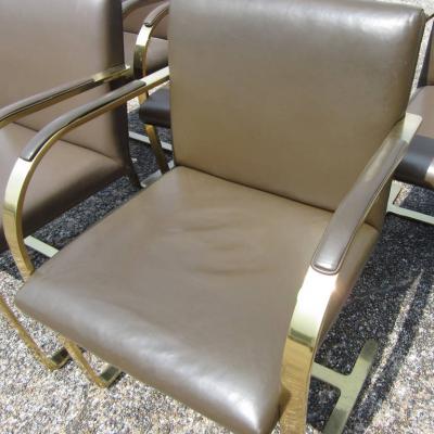 Ludwig Mies Van Der Rohe One Brass Flat Bar Brno Chairs by Mies Van Der Rohe