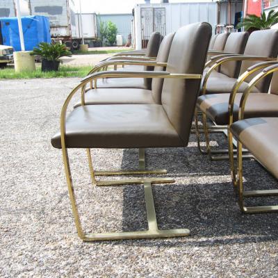 Ludwig Mies Van Der Rohe One Brass Flat Bar Brno Chairs by Mies Van Der Rohe