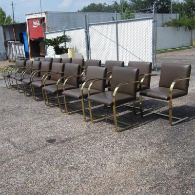 Ludwig Mies Van Der Rohe One Brass Flat Bar Brno Chairs by Mies Van Der Rohe