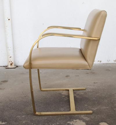 Ludwig Mies Van Der Rohe One Brass Flat Bar Brno Chairs by Mies Van Der Rohe