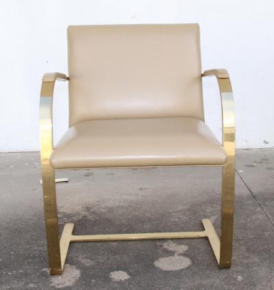 Ludwig Mies Van Der Rohe One Brass Flat Bar Brno Chairs by Mies Van Der Rohe