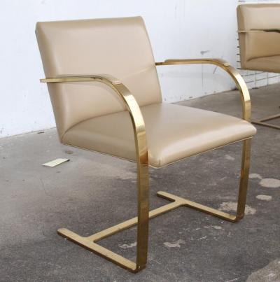 Ludwig Mies Van Der Rohe One Brass Flat Bar Brno Chairs by Mies Van Der Rohe