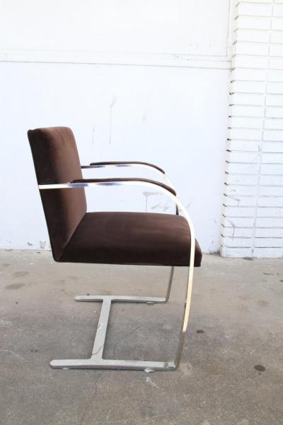 Ludwig Mies Van Der Rohe Pair BRNO Stainless Steel Flat Bar Arm Chairs