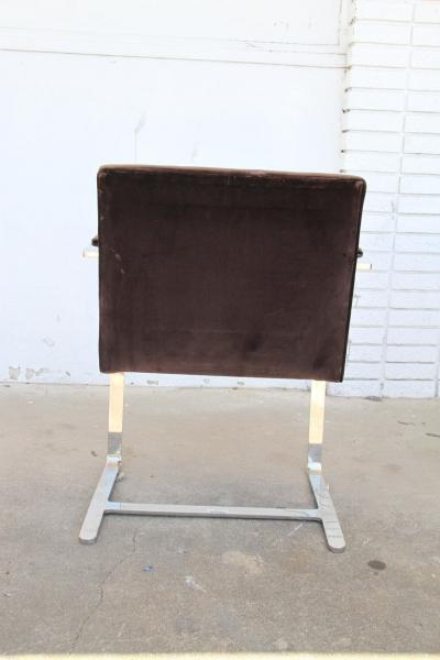 Ludwig Mies Van Der Rohe Pair BRNO Stainless Steel Flat Bar Arm Chairs