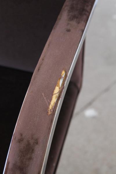 Ludwig Mies Van Der Rohe Pair BRNO Stainless Steel Flat Bar Arm Chairs