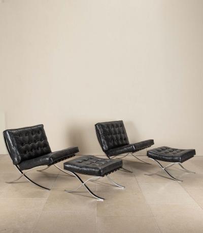 Ludwig Mies Van Der Rohe Pair of 20th Century Easy Chairs in the Style of Mies van der Rohe