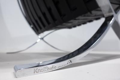 Ludwig Mies Van Der Rohe Pair of Black Leather Barcelona Chairs by Mies Van Der Rohe for Knoll