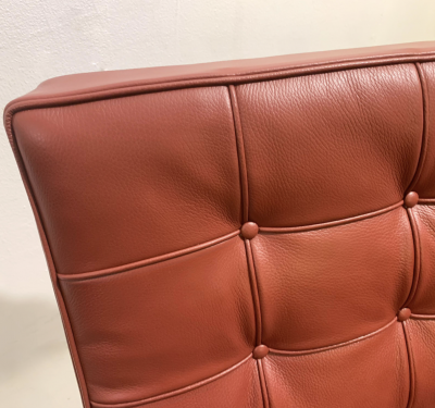 Ludwig Mies Van Der Rohe Pair of Burgundy Leather Barcelona Chairs by Mies Van Der Rohe for Knoll 1990s