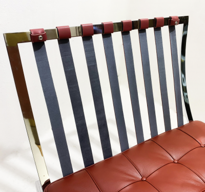 Ludwig Mies Van Der Rohe Pair of Burgundy Leather Barcelona Chairs by Mies Van Der Rohe for Knoll 1990s