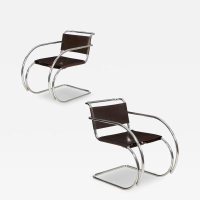 Ludwig Mies Van Der Rohe Pair of MR20 Chrome Steel Leather Armchairs Mies van der Rohe circa 1970s