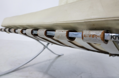 Ludwig Mies Van Der Rohe Pair of Off White Leather Barcelona Chairs by Mies Van Der Rohe for Knoll