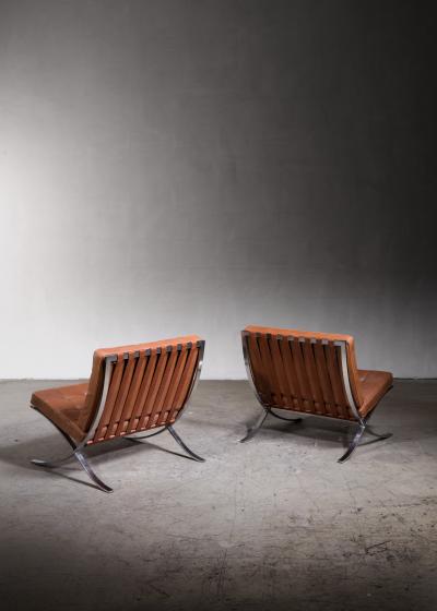 Ludwig Mies Van Der Rohe Pair of original Barcelona chairs 1st Knoll edition