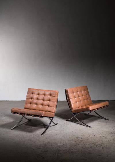 Ludwig Mies Van Der Rohe Pair of original Barcelona chairs 1st Knoll edition