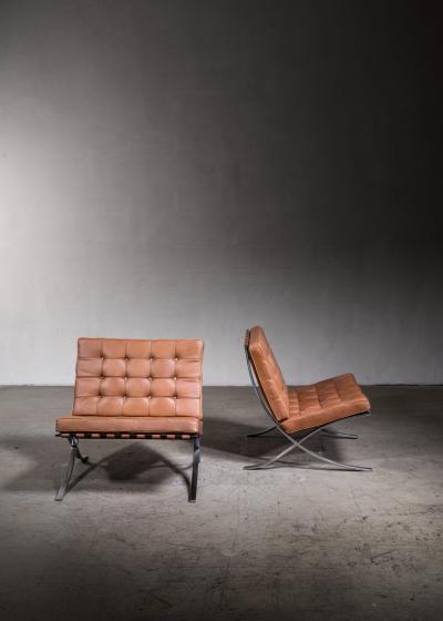 Ludwig Mies Van Der Rohe Pair of original Barcelona chairs 1st Knoll edition