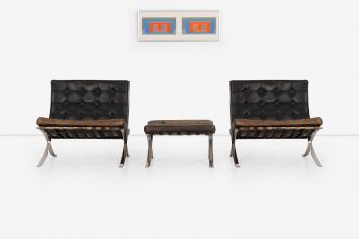 Ludwig Mies Van Der Rohe Rare Early Pair of Mies van der Rohe Barcelona Chairs Ottoman c 1960