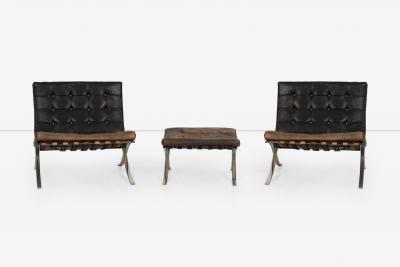 Ludwig Mies Van Der Rohe Rare Early Pair of Mies van der Rohe Barcelona Chairs Ottoman c 1960