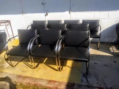 Ludwig Mies Van Der Rohe Set of 10 Knoll Brno Tubular Leather Chairs