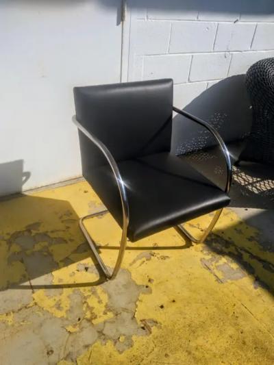 Ludwig Mies Van Der Rohe Set of 10 Knoll Brno Tubular Leather Chairs
