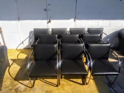 Ludwig Mies Van Der Rohe Set of 10 Knoll Brno Tubular Leather Chairs