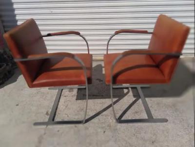 Ludwig Mies Van Der Rohe Set of 10 Knoll Mies Van Der Rohe Brno Flat Bar Brushed Chrome Armchairs