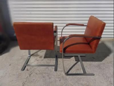 Ludwig Mies Van Der Rohe Set of 10 Knoll Mies Van Der Rohe Brno Flat Bar Brushed Chrome Armchairs