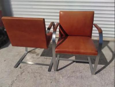 Ludwig Mies Van Der Rohe Set of 10 Knoll Mies Van Der Rohe Brno Flat Bar Brushed Chrome Armchairs