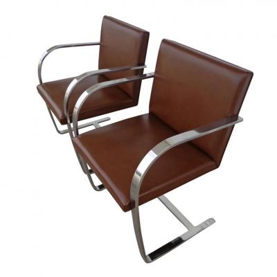 Ludwig Mies Van Der Rohe Set of 2 Knoll Mies Van Der Rohe Brno Flat Bar Chairs