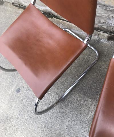 Ludwig Mies Van Der Rohe Set of 4 Mies van der Rohe Leather MR10 Cantilever Chairs for Knoll Intl 