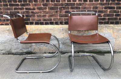 Ludwig Mies Van Der Rohe Set of 4 Mies van der Rohe Leather MR10 Cantilever Chairs for Knoll Intl 