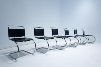 Ludwig Mies Van Der Rohe Set of 6 MR10 Chairs by Ludwig Mies van der Rohe for Knoll International
