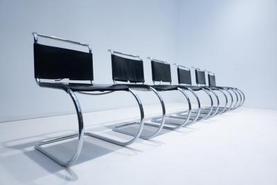 Ludwig Mies Van Der Rohe Set of 6 MR10 Chairs by Ludwig Mies van der Rohe for Knoll International