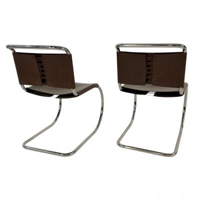 Ludwig Mies Van Der Rohe Set of 6 Mies van der Rohe Leather MR10 Dining Chairs Knoll International 1960