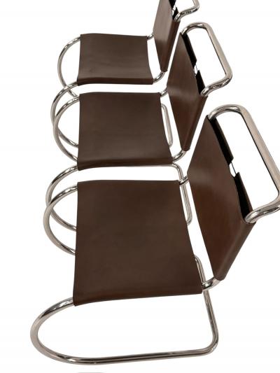 Ludwig Mies Van Der Rohe Set of 6 Mies van der Rohe Leather MR10 Dining Chairs Knoll International 1960