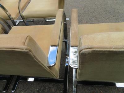Ludwig Mies Van Der Rohe Set of 6 Mies van der Rohe Stainless Steel Suede Leather Brno Chairs by Knoll
