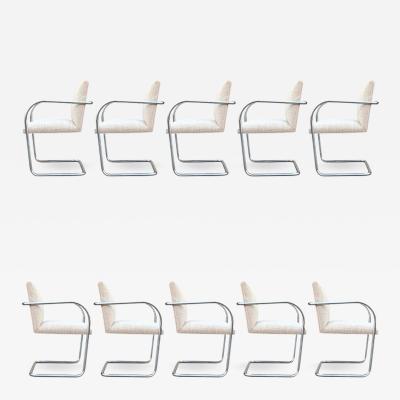 Ludwig Mies Van Der Rohe Set of Eight Knoll Mies van der Rohe Tubular Brno Dining Chairs in Leather