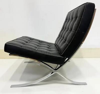 Ludwig Mies Van Der Rohe Vintage Chair and Ottoman Set in Mies Van der Rohe Barcelona Chair Style
