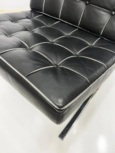 Ludwig Mies Van Der Rohe Vintage Chair and Ottoman Set in Mies Van der Rohe Barcelona Chair Style