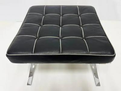Ludwig Mies Van Der Rohe Vintage Chair and Ottoman Set in Mies Van der Rohe Barcelona Chair Style