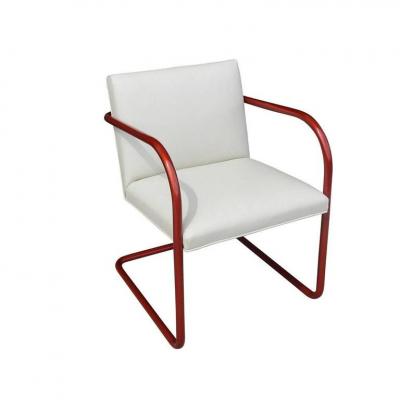 Ludwig Mies Van Der Rohe Vintage Ivory Leather Copper Frame Tubular Knoll Brno Chair Mies van der Rohe