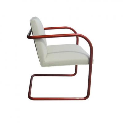 Ludwig Mies Van Der Rohe Vintage Ivory Leather Copper Frame Tubular Knoll Brno Chair Mies van der Rohe