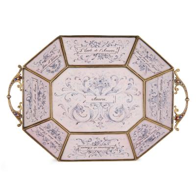 Ludwig Politzer Antique Viennese painted enamel plate by Ludwig Politzer