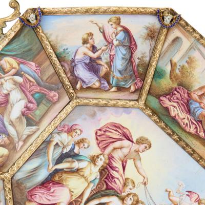 Ludwig Politzer Antique Viennese painted enamel plate by Ludwig Politzer