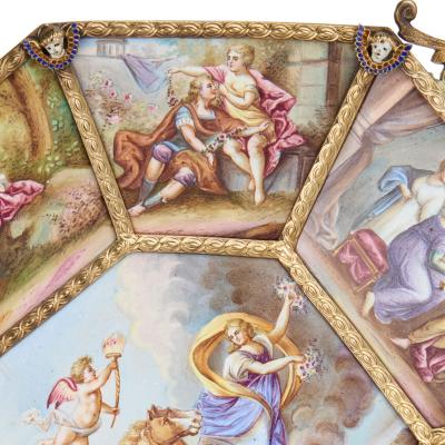 Ludwig Politzer Antique Viennese painted enamel plate by Ludwig Politzer