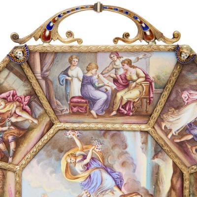 Ludwig Politzer Antique Viennese painted enamel plate by Ludwig Politzer