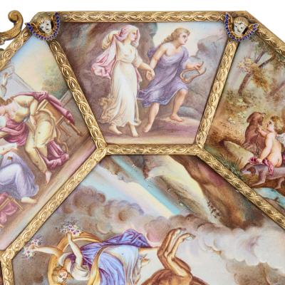 Ludwig Politzer Antique Viennese painted enamel plate by Ludwig Politzer