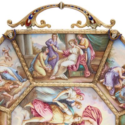 Ludwig Politzer Antique Viennese painted enamel plate by Ludwig Politzer