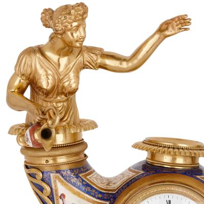 Ludwig Politzer Austrian enamel and silver gilt clock by Ludwig Politzer