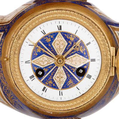 Ludwig Politzer Austrian enamel and silver gilt clock by Ludwig Politzer